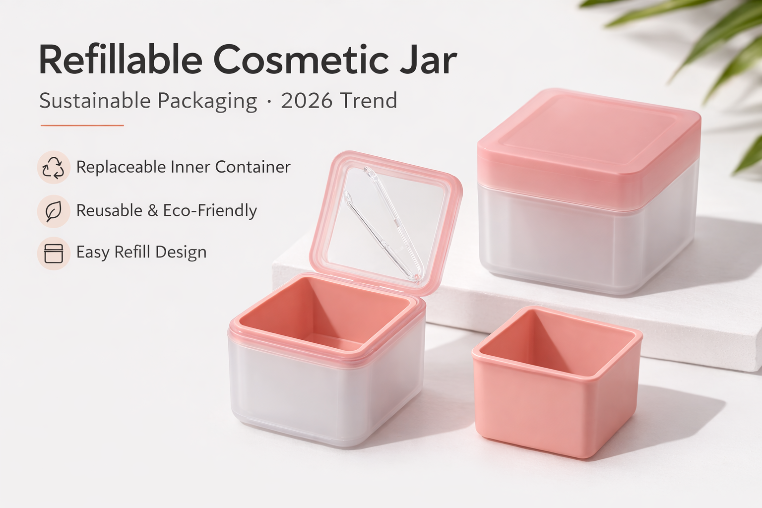 refillable cosmetic jar with replaceable inner container packaging