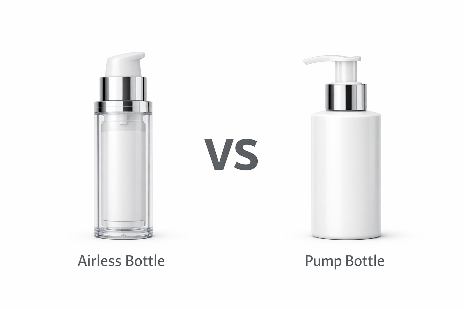 1775395239988855.png Comparison of airless bottle and pump bottle packaging for skincare serum and lotion products